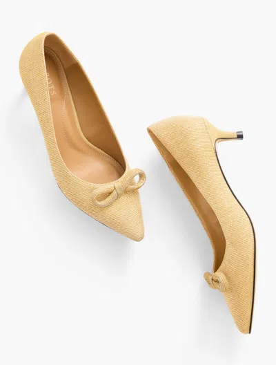 Talbots Sylvie Bow Kitten Heel Pumps - Metallic Stripe - Gold - 11m