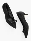 Talbots Sylvie Bow Kitten Heel Pumps - Sequin Mesh - Black - 11m  In Black