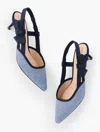 Talbots Sylvie Bow Slingback Chambray Pumps - Chambray/dark Denim - 10m - 100% Cotton  In Chambray,dark Denim