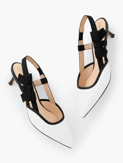 Talbots Sylvie Bow Slingback Nappa Pumps - White/black - 8 1/2 M  In White,black