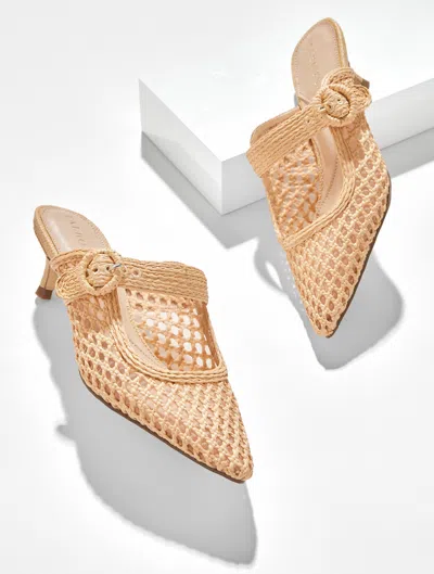 Talbots Sylvie Woven Raffia Kitten Heel Mules - Natural - 11m  In Brown