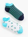 TALBOTS T BY TALBOTS 2-PACK ANKLE SOCKS - VIVID TURQUOISE - 001