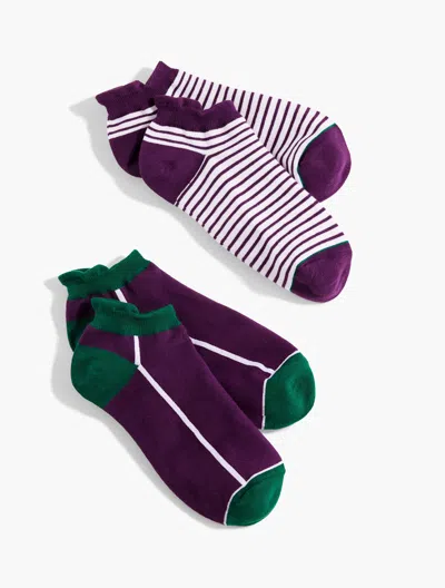 Talbots T By  Colorblock 2-pack Socks - Purple Garnet - 001 In Multi