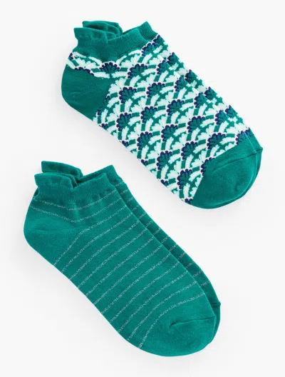 Talbots T By  Fascinating Scallops 2-pack Ankle Socks - Everglade - 001