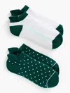 Talbots T By  Pin Dot 2-pack Ankle Socks - Heritage Green - 001 In Heritage Green