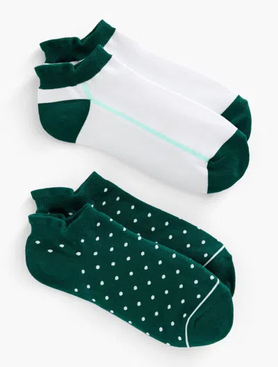 Talbots T By  Pin Dot 2-pack Ankle Socks - Heritage Green - 001