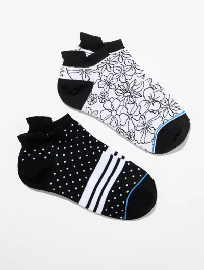 Talbots T By  Posh Dot 2-pack Ankle Socks - Black/white - 001