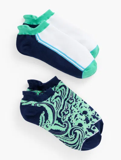 Talbots T By  Side Stripe 2-pack Ankle Socks - White - 001