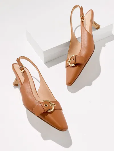 Talbots Tabitha Buckle Nappa Slingback Pumps - Havana Tan - 10 1/2 M  In Multi
