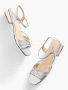Talbots Tallia Pleated Metallic Nappa Ankle Strap Heel Sandals - Silver - 11m  In Silver