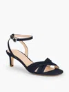 Talbots Tallia Pleated Nappa Ankle Strap Heel Sandals - Blue - 10m  In Blue