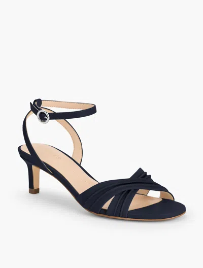 Talbots Tallia Pleated Nappa Ankle Strap Heel Sandals - Blue - 10m
