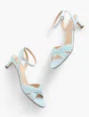 Talbots Tallia Pleated Nappa Ankle Strap Heel Sandals - Blue Ice - 10m
