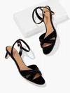 Talbots Tallia Pleated Suede Ankle Strap Heel Sandals - Black - 10 1/2 M