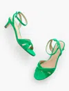 Talbots Tallia Pleated Suede Ankle Strap Heel Sandals - Bright Green - 10m  In Bright Green