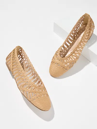 Talbots Tana Woven Cord Raffia Ballet Flats - Natural - 10 1/2 M  In Nude