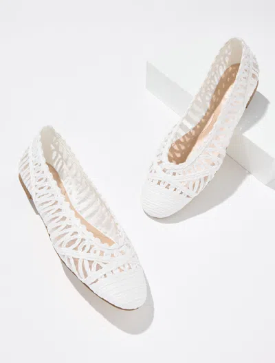 Talbots Tana Woven Cord Raffia Ballet Flats - White - 9 1/2 M