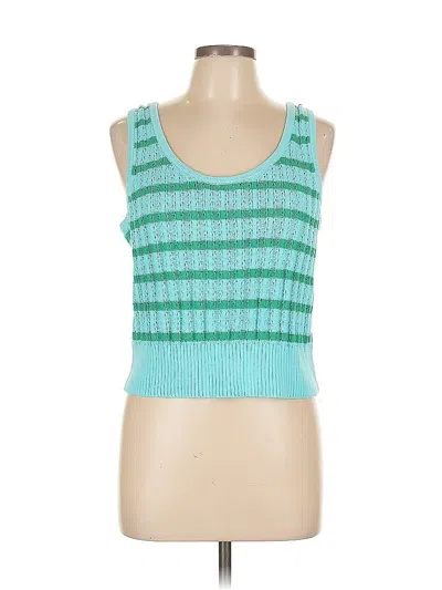 Pre-owned Talbots Tank Top Teal Square Neckline Tops In Blue
