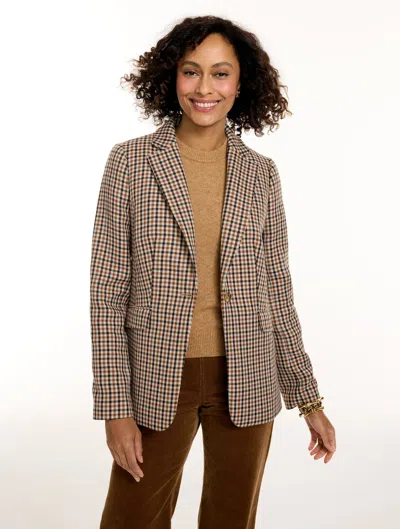 Talbots Tattersall Single Button Blazer - Herbal Tea - 2