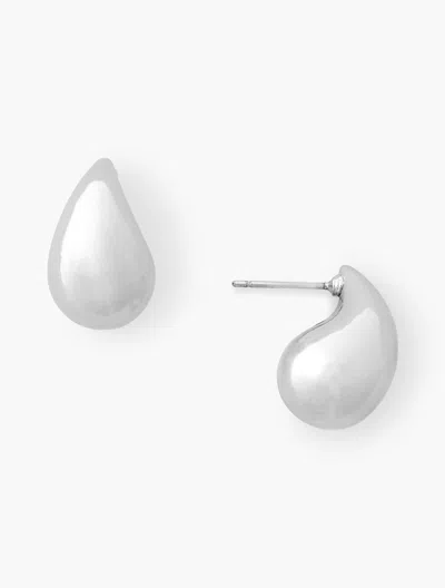 Talbots Teardrop Stud Earrings - Shiny Silver - 001