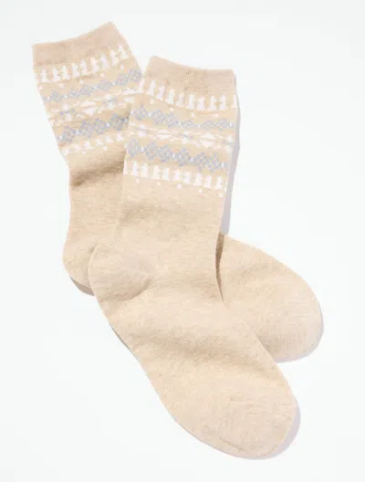 Talbots Textured Fair Isle Trouser Socks - Biscuit Heather - 001  In Brown