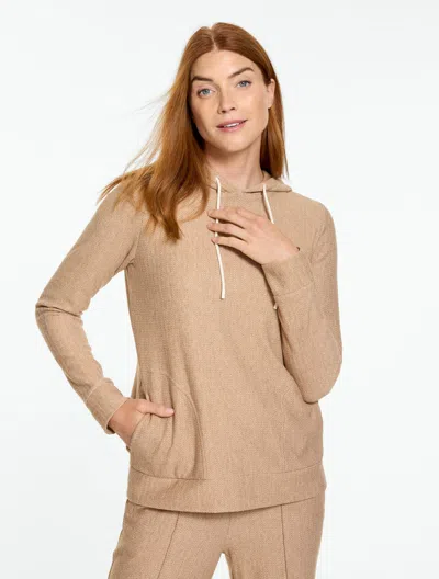 Talbots Textured Herringbone Hoodie - Acorn Heather/ivory - Xs  In Acorn Heather,ivory
