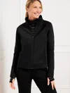 Talbots Textured Jacquard Zip Jacket - Black  In Black