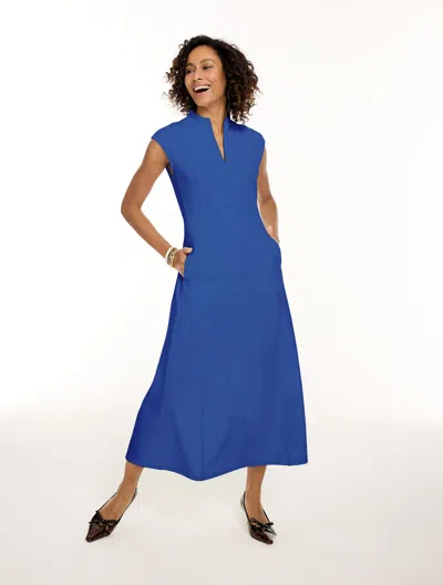 Talbots Textured Knit Fit & Flare Dress - Capri Blue - 2