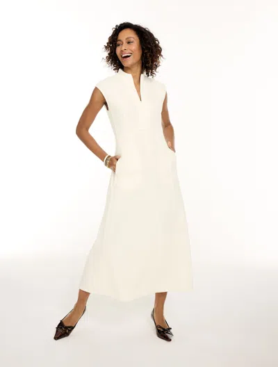 Talbots Textured Knit Fit & Flare Dress - Ivory - 2