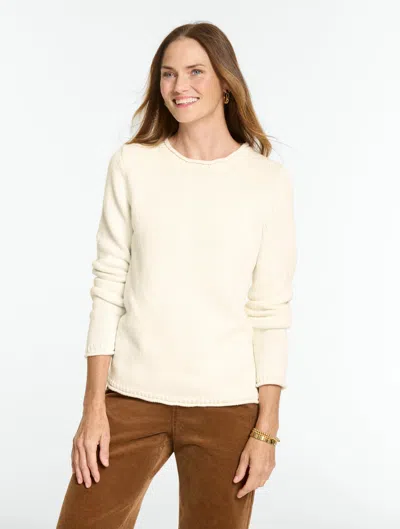 Talbots The Classic Roll Neck Sweater - Ivory - Xs - 100% Cotton