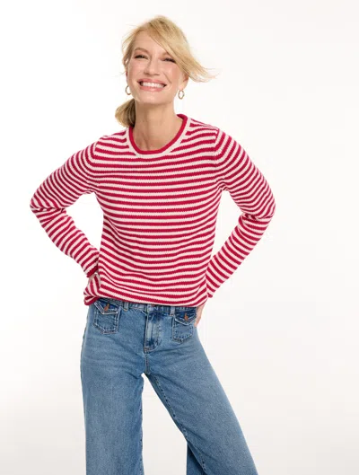Talbots The Classic Roll Neck Sweater - Stripe - Red/ivory - Xs - 100% Cotton  In Red,ivory