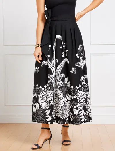 Talbots Misses - The Piper Pleated Patio Skirt - Bold Paisley - Black/white - 14 - 100% Cotton  In Black,white