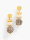 Talbots Thread Wrap Bead Drop Earrings - Soft Sand/gold - 001  In Soft Sand,gold