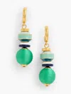 Talbots Thread Wrap Bead Drop Earrings - Vineyard Green/gold - 001