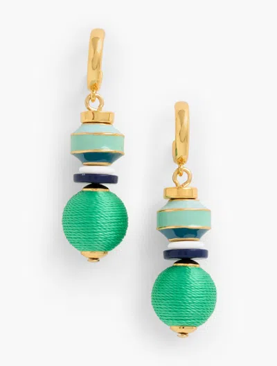 Talbots Thread Wrap Bead Drop Earrings - Vineyard Green/gold - 001