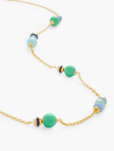 Talbots Thread Wrap Bead Station Necklace - Vineyard Green/gold - 001