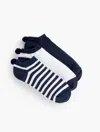 Talbots Three Pair Pom Pom Socks - Blue - 001  In Blue