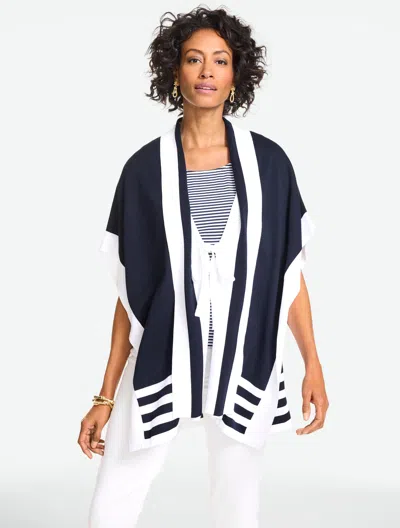 Talbots Tie Front Ruana - Blue - M/l