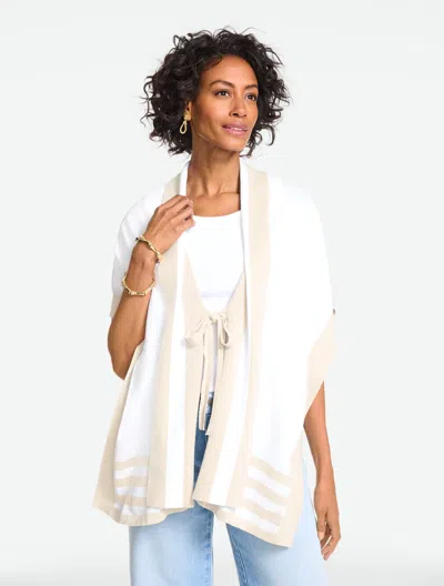 Talbots Tie Front Ruana - White - M/l
