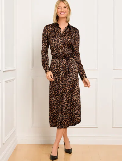 Talbots Petite - Tie Waist Shirtdress - Leopard - Black/toasted Coconut - 2  In Black,toasted Coconut