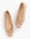 Talbots Tinsley Bow Suede Ballet Flats - Rattan - 11m  In Rattan