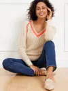 Talbots Tipped V-neck Sweater - Ecru - 1x  In Ecru