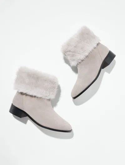 Talbots Tish Fur Suede Ankle Boots - Mist - 5m  In Multi