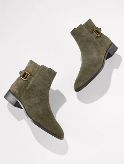 Talbots Tish Link Suede Ankle Boots - Deep Olive Green - 5m
