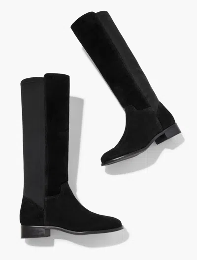 TALBOTS TISH STRETCH QUILTED FAUX SUEDE TALL BOOTS - BLACK - 11M TALBOTS