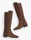 Talbots Tish Suede Stretch Riding Boots - Dark Walnut - 11m