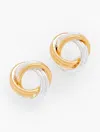 Talbots Two-tone Stud Earrings - Gold/shiny Silver - 001  In Gold,shiny Silver