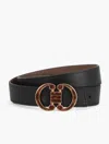 Talbots Tortoiseshell Buckle Reversible Leather Belt - Black/dark Walnut - Small