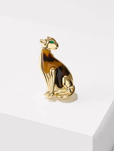 Talbots Tortoiseshell Leopard Brooch - Tortoise Shell / Gold - 001  In Tortoise Shell,gold