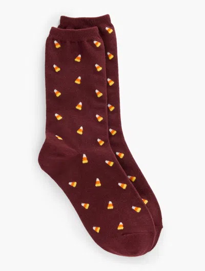 Talbots Tossed Candy Corn Trouser Socks - Rich Burgundy - 001